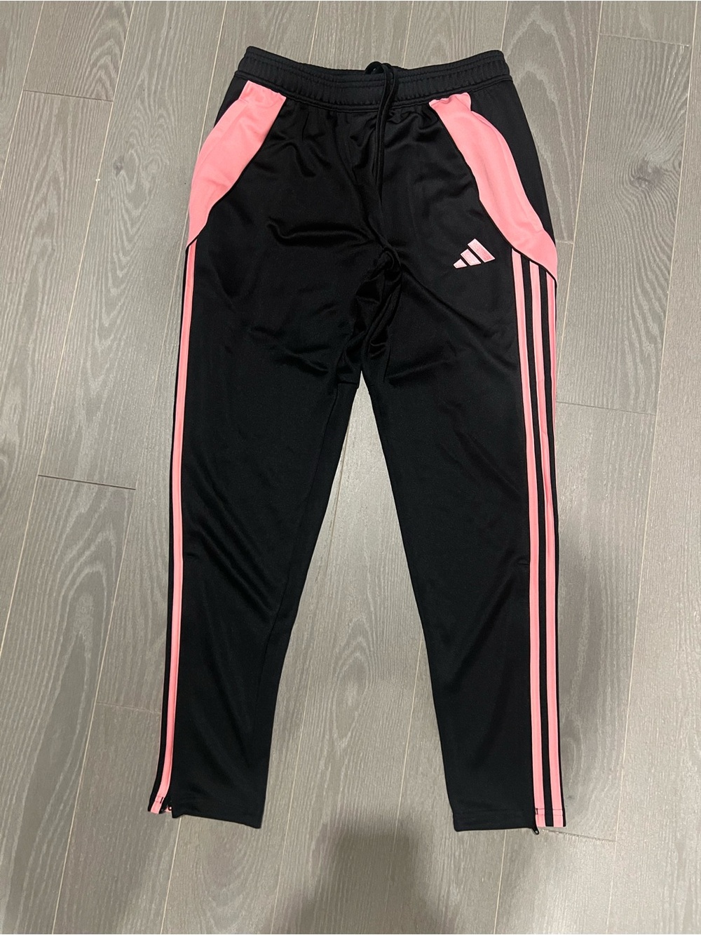 adidas Black Track Pants with Pink Trim